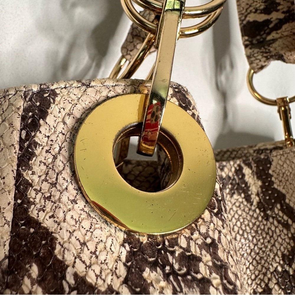CC Skye | Brown and Cream Animal Print Leather Shoulder Bag - Picture 9 of 15